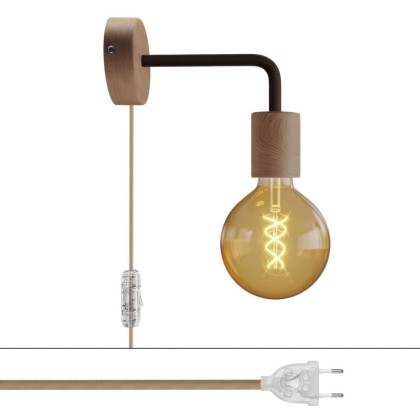 Lampe Spostaluce en bois avec extension courbée