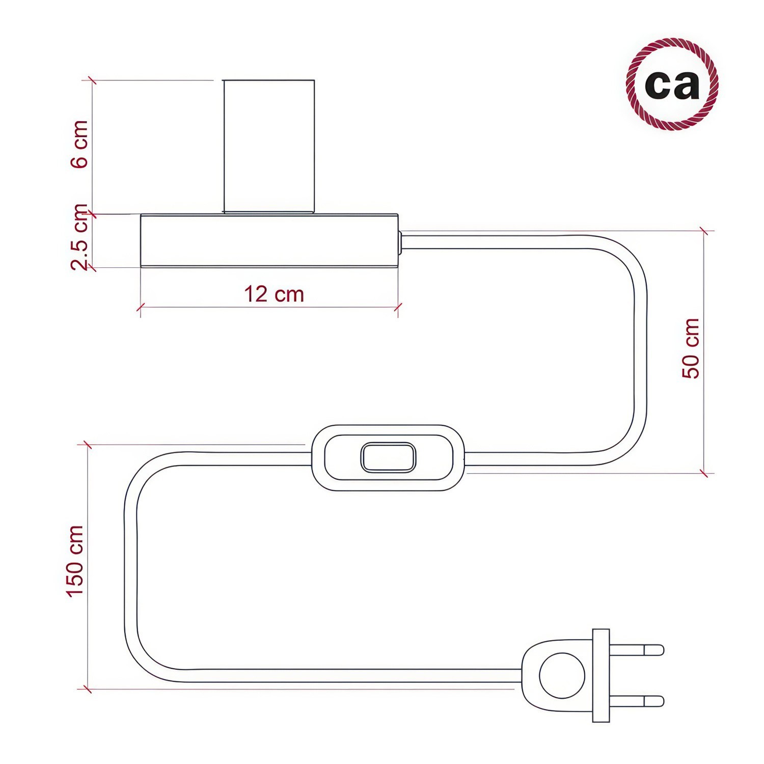 Posaluce - Lampe de table en métal  avec fiche bipolaire