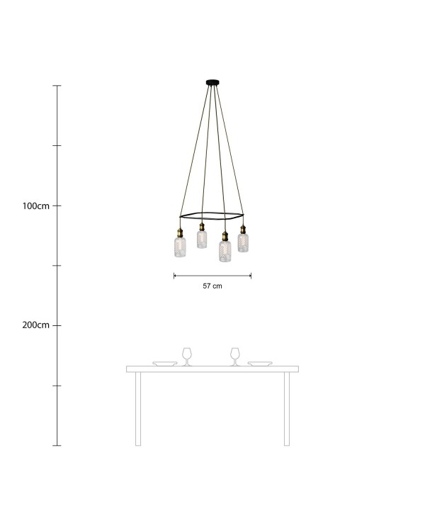 Lustre Cage avec 4 bras Crystal