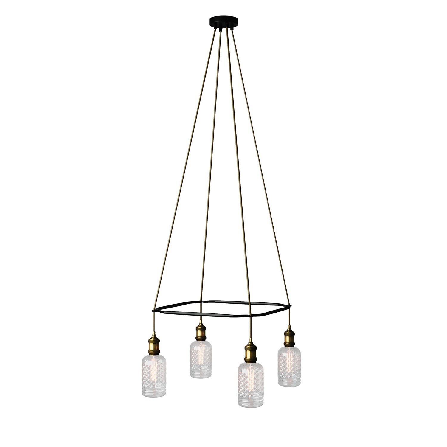 Lustre Cage avec 4 bras Crystal