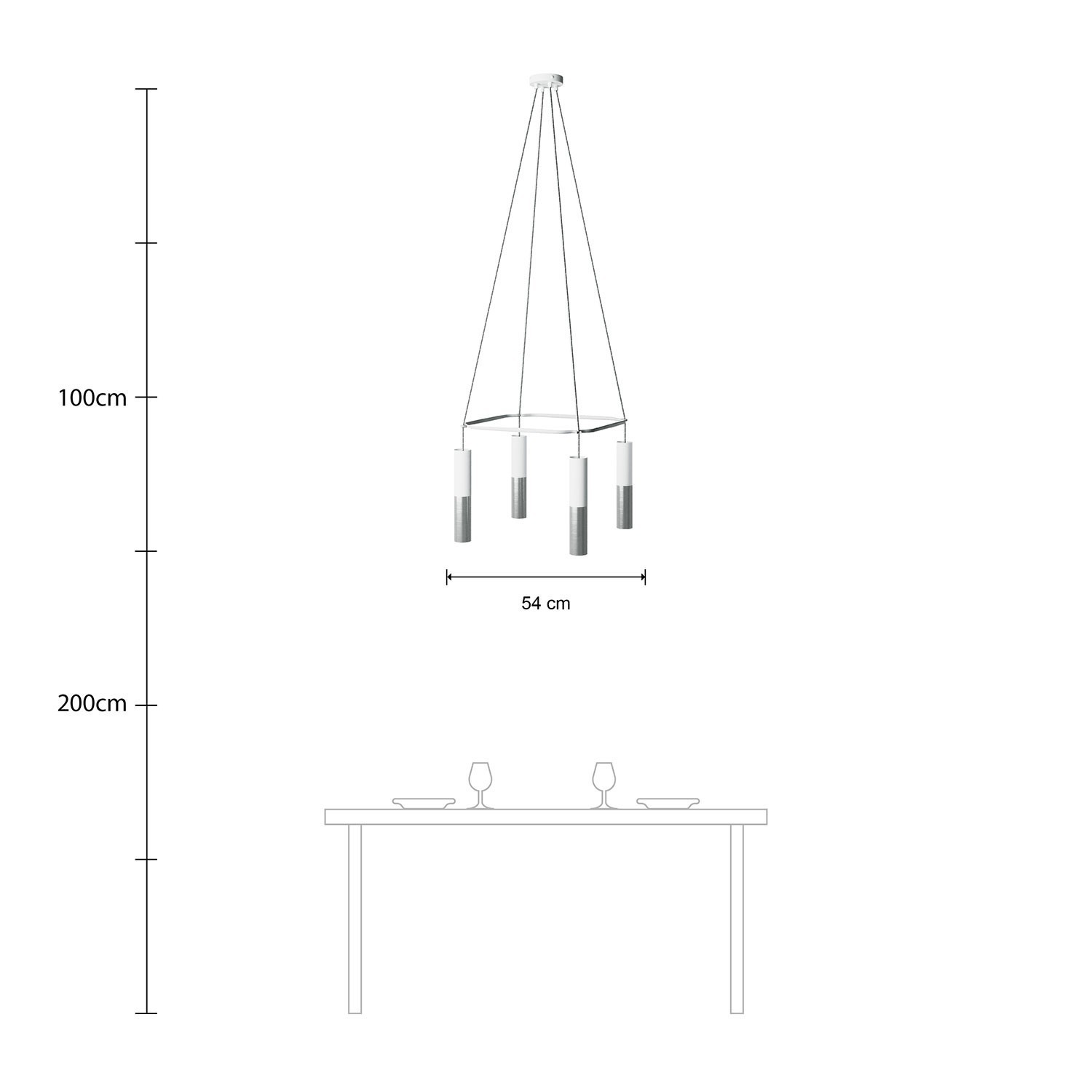 Lustre Cage avec 4 bras Tub-E14 Double