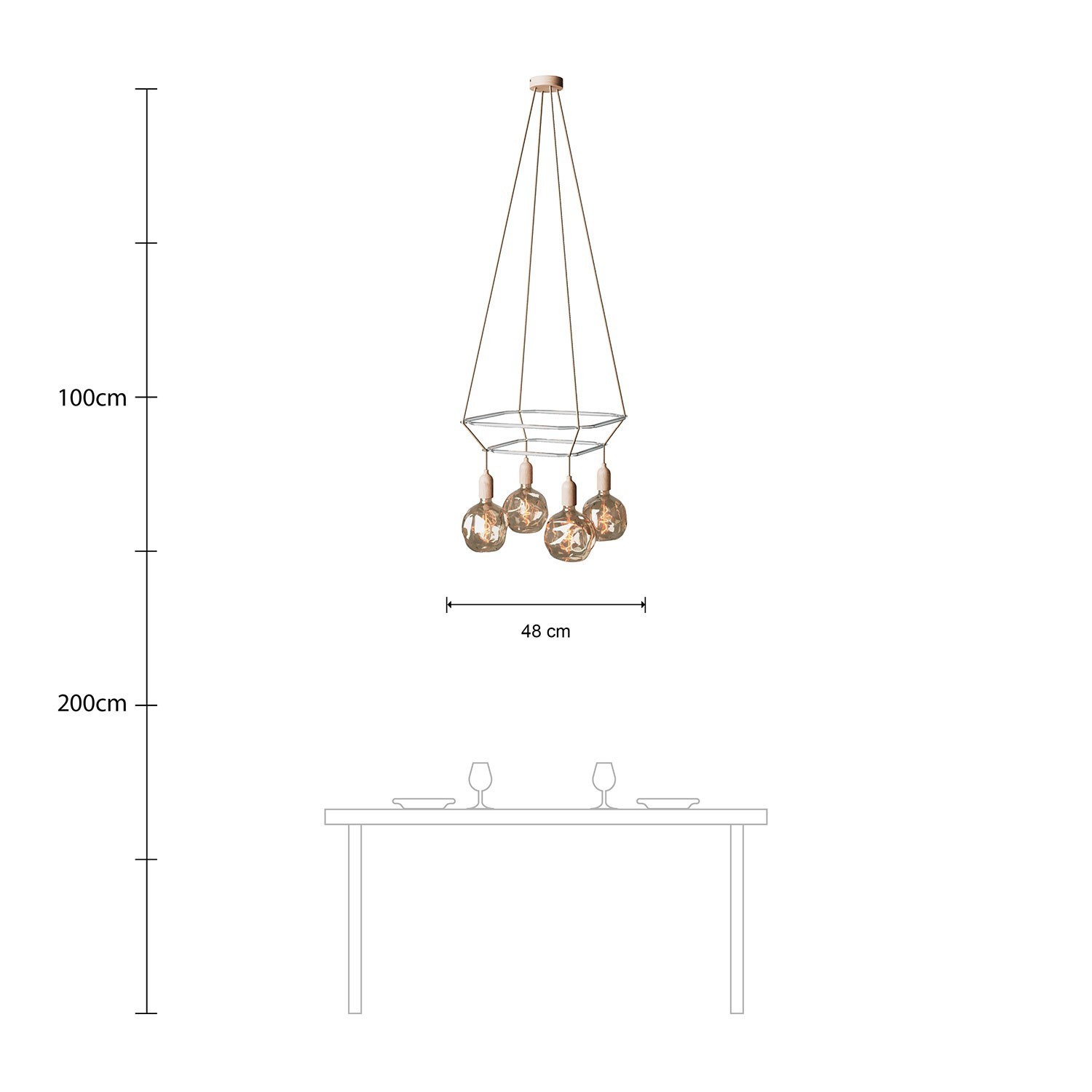 Lustre 2 Cage avec 4 bras Globo Bumped