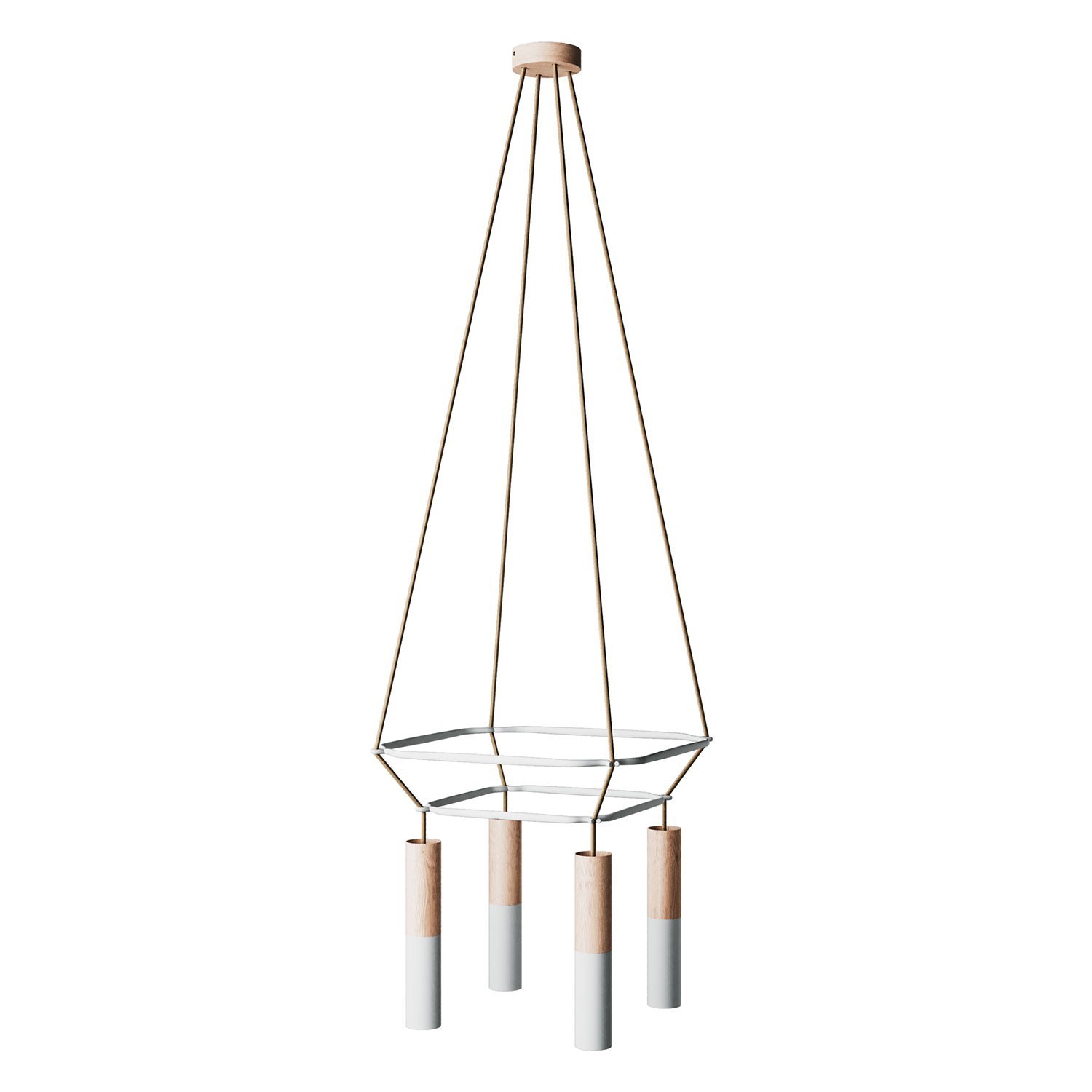 Lustre 2 Cage avec 4 bras Tub-E14 Double