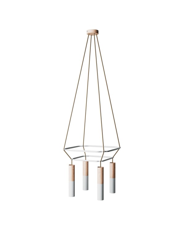 Lustre 2 Cage avec 4 bras Tub-E14 Double