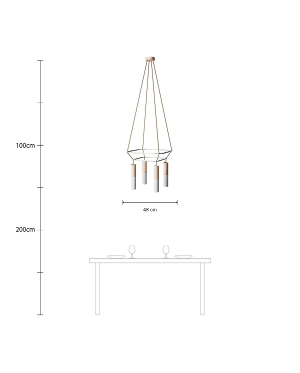 Lustre 2 Cage avec 4 bras Tub-E14 Double