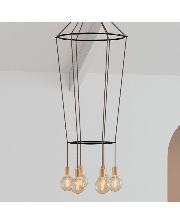 Lustre 2 Cage avec 6 bras Globo