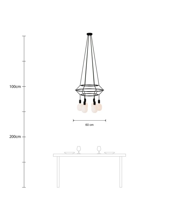 Lustre 3 Cage avec 4 bras Rodi