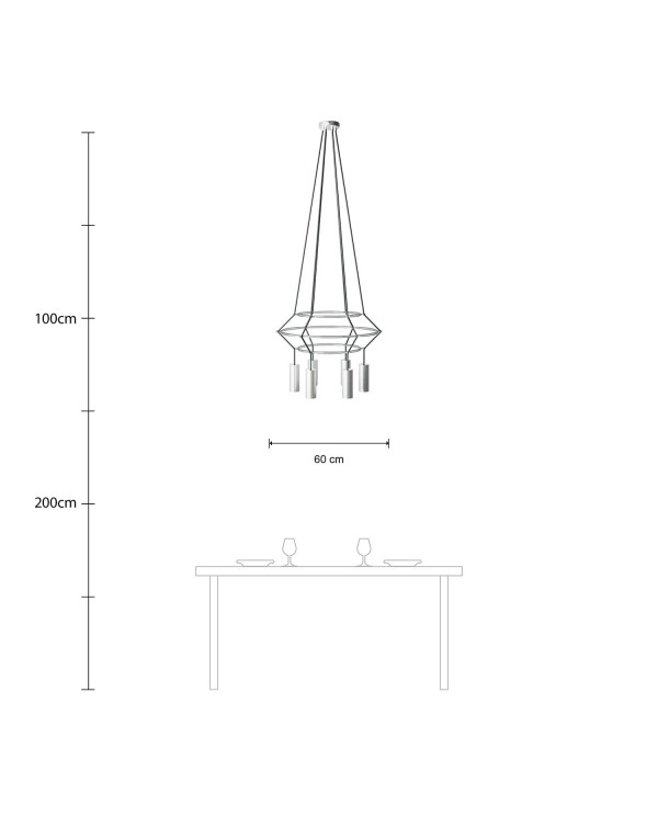 Lustre 3 Cage avec 4 bras Tub-E14