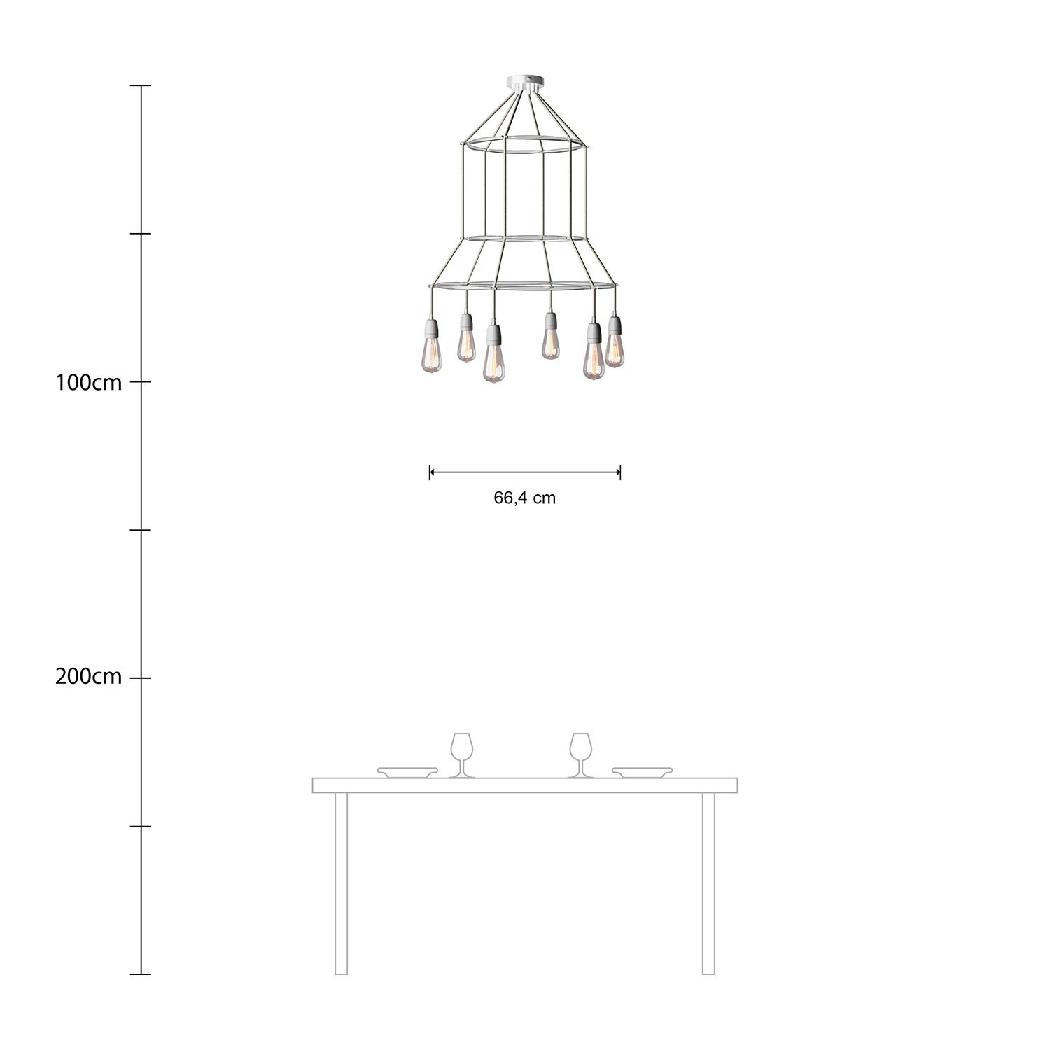 Lustre 3 Cage avec 6 bras Edison ST64