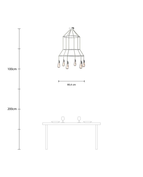 Lustre 3 Cage avec 6 bras Edison ST64