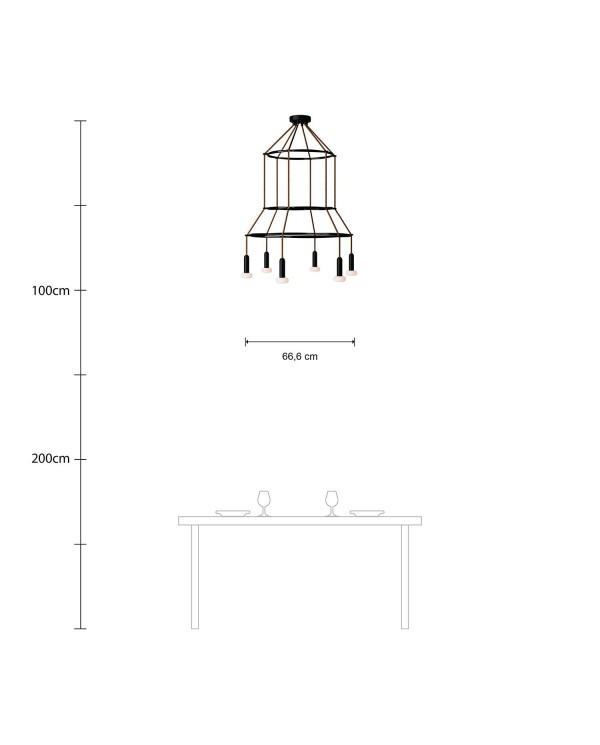 Lustre 3 Cage avec 6 bras P-Light Dash