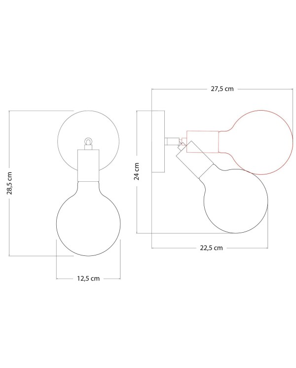 Lampe Fermaluce Snodo en métal avec ampoule Globo Porcelaine