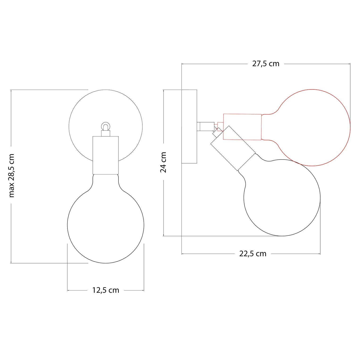 Lampe Fermaluce Snodo en métal avec ampoule Globo Porcelaine