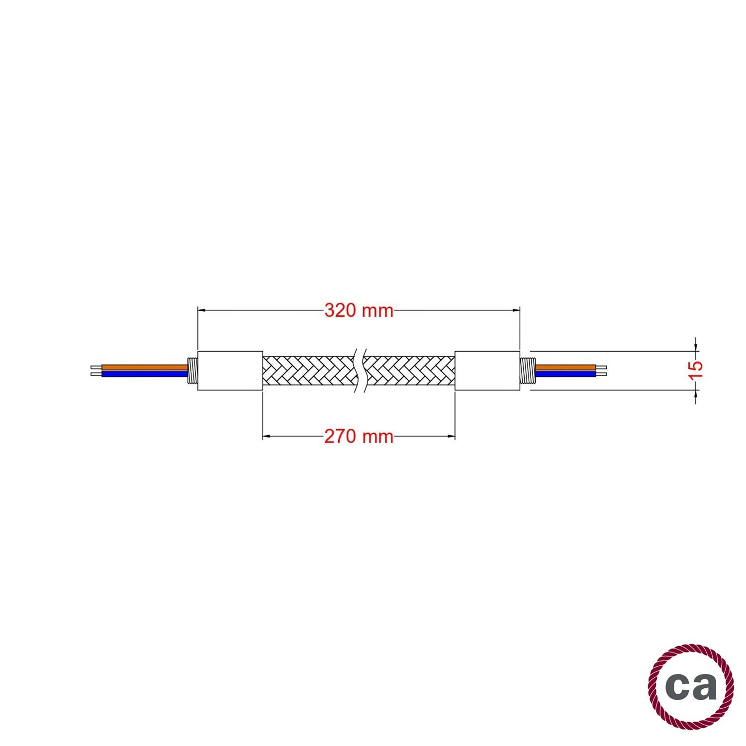 Kit Creative Flex tube d'extension flexible recouvert de jute RN06 Neutre avec extrémités métalliques