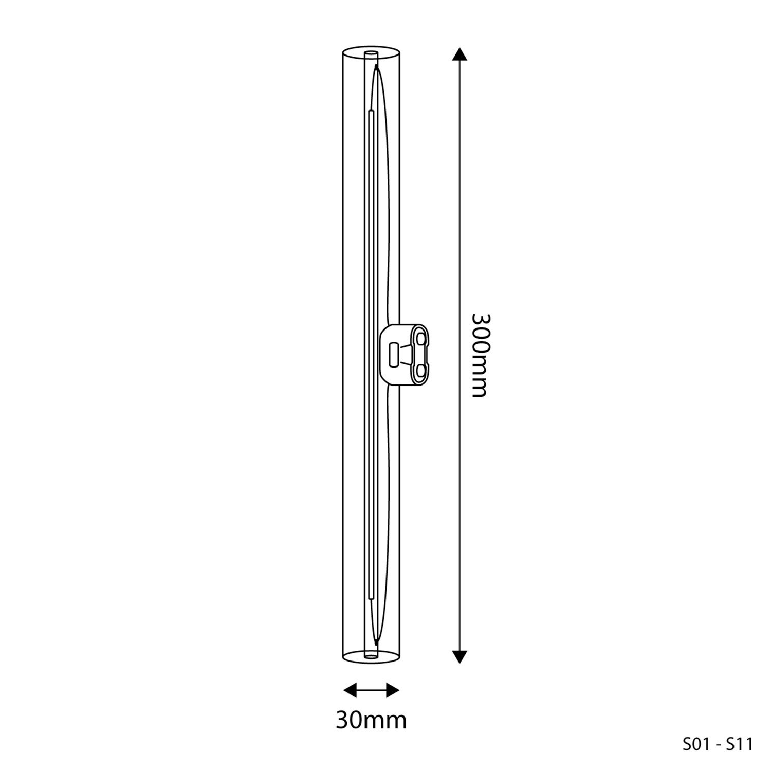 Ampoule LED Transparente IRC 90 Linéaire S14d - longueur 300 mm 6W 520Lm 2700K Dimmable - S01