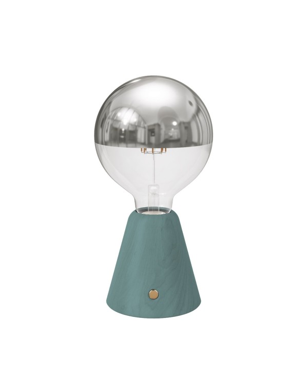 Lampe portative LED rechargeable Cabless01 avec ampoule globo demi-sphère argent