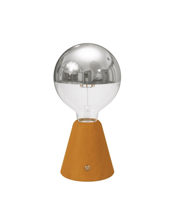 Lampe portative LED rechargeable Cabless01 avec ampoule globo demi-sphère argent