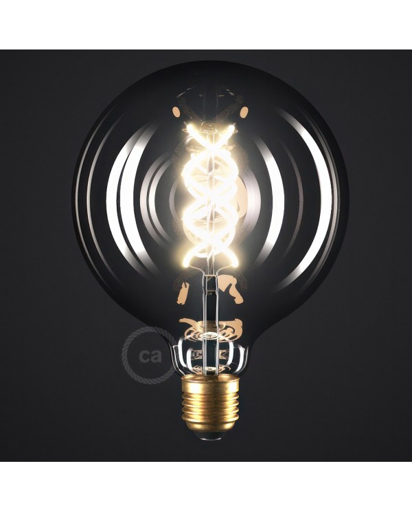 Ampoule Smoky LED Globe G125 Filament Courbe en Spirale 5W 120Lm E27 1800K Dimmable