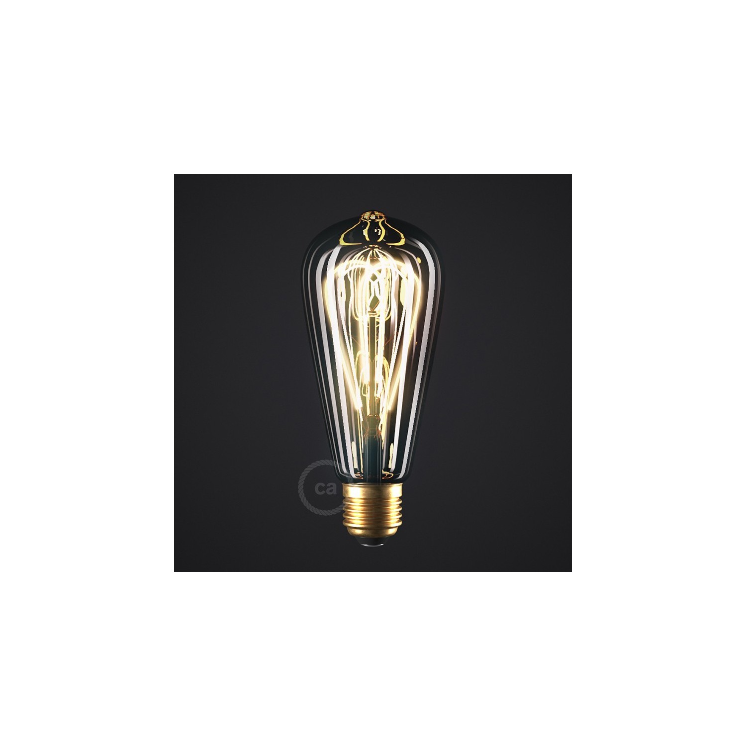 Ampoule Smoky LED Edison ST64 Filament Courbe à Double Loop 5W 160Lm E27 1800K Dimmable