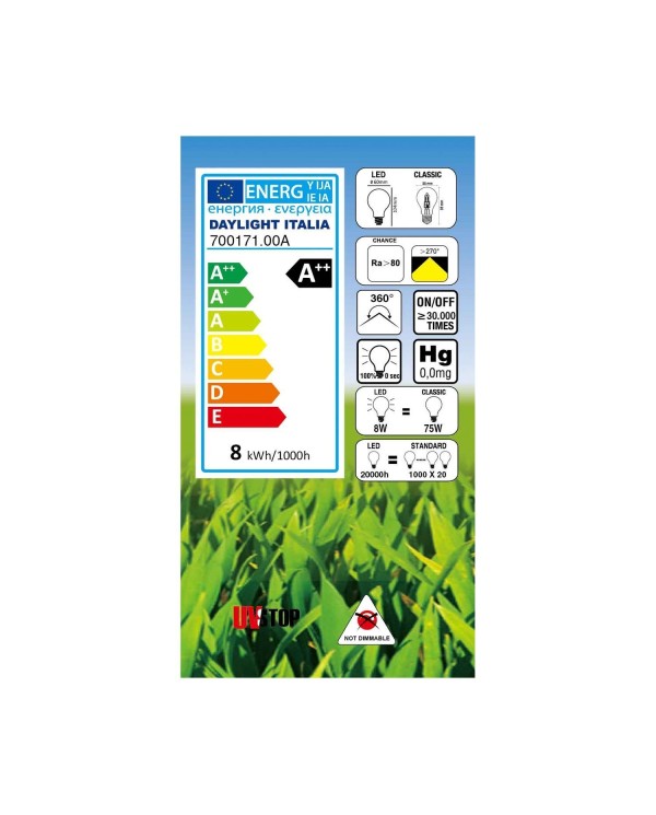 LED lichtbron Druppel A60 Milky 8W E27 4000K