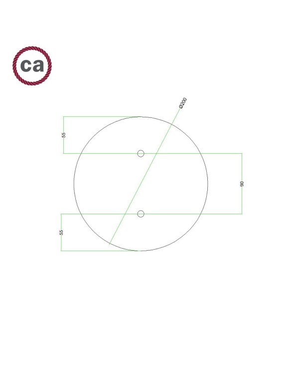 Rosace Rose-One rond de 200 mm de diamètre avec 2 trous et 4 trous latéraux