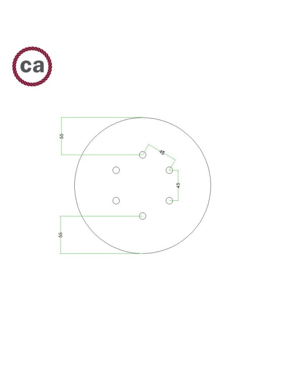 Rosace Rose-One rond de 200 mm de diamètre avec 6 trous et 4 trous latéraux