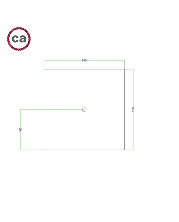 Rosace Rose-One carré de 200 mm avec 1 trou et 4 trous latéraux