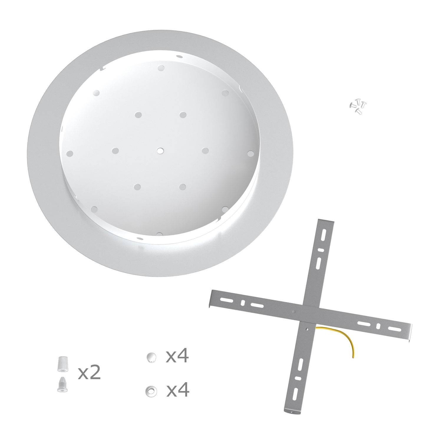 Rosace XXL Rose-One rond de 400 mm de diamètre avec 2 trous et 4 trous latéraux