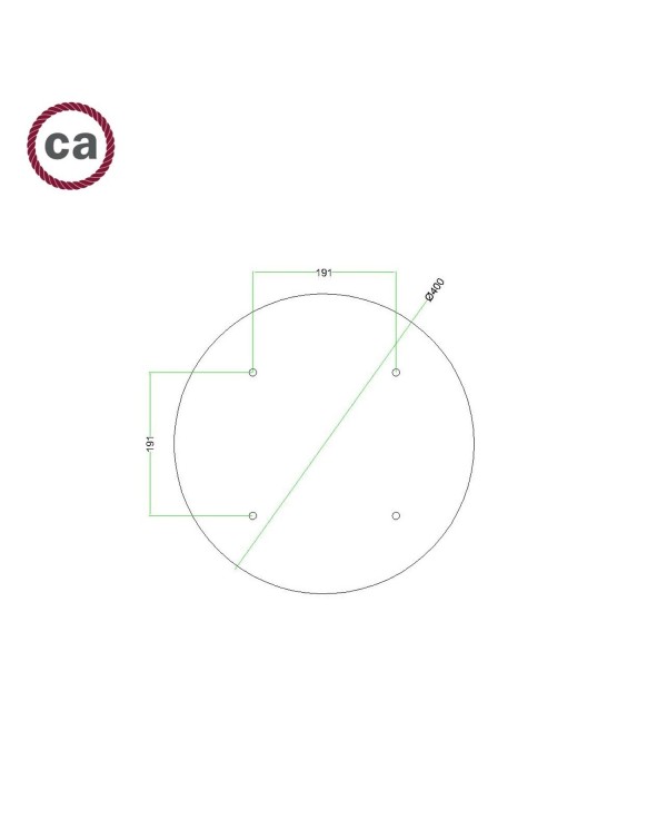 Rosace XXL Rose-One rond de 400 mm de diamètre avec 4 trous et 4 trous latéraux