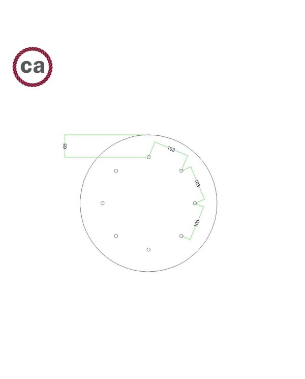 Rosace XXL Rose-One rond de 400 mm de diamètre avec 8 trous et 4 trous latéraux