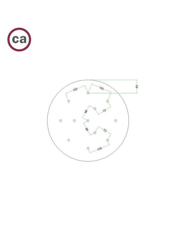 Rosace XXL Rose-One rond de 400 mm de diamètre avec 12 trous et 4 trous latéraux