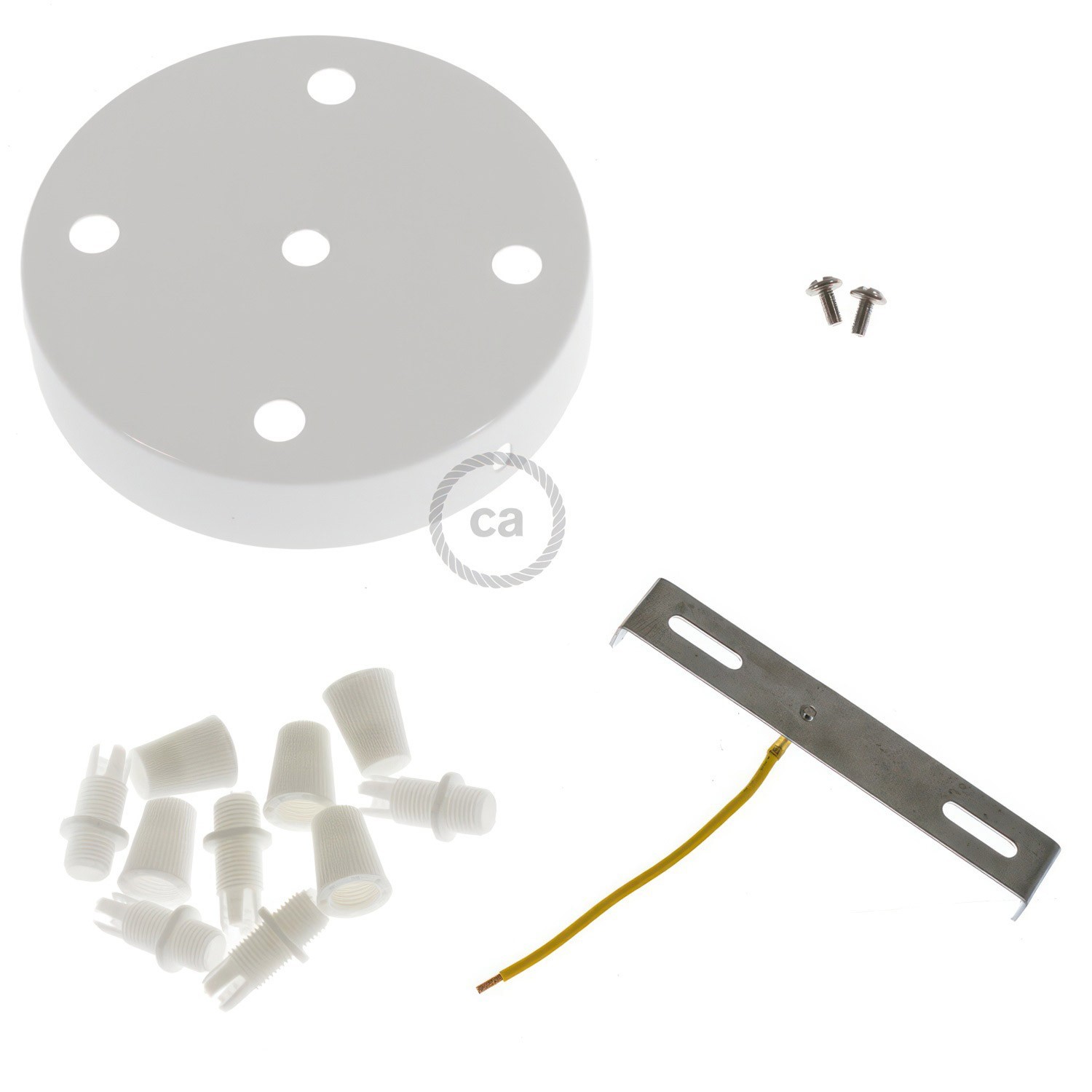 Kit rosace métallique cylindrique à 5 trous