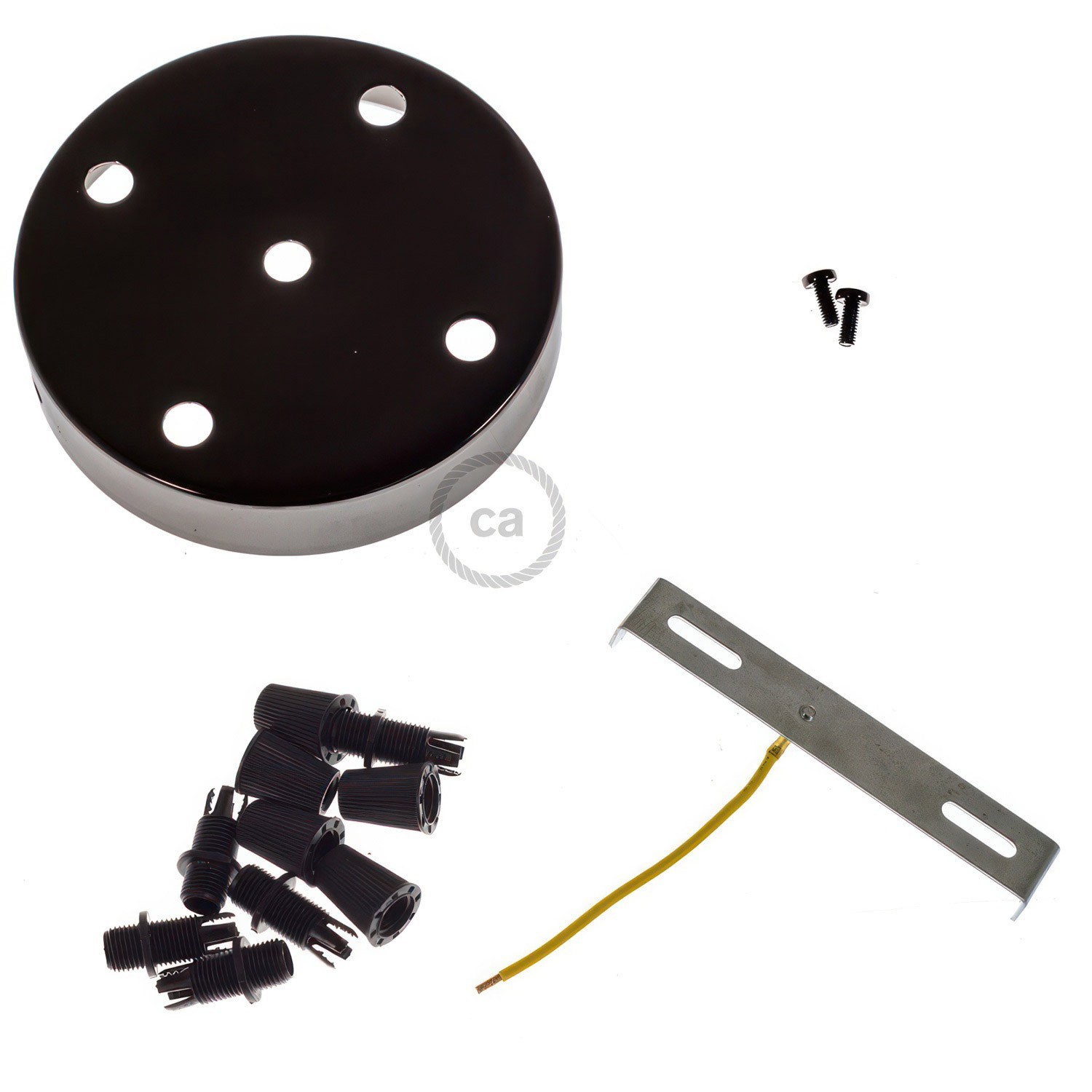 Kit rosace métallique cylindrique à 5 trous