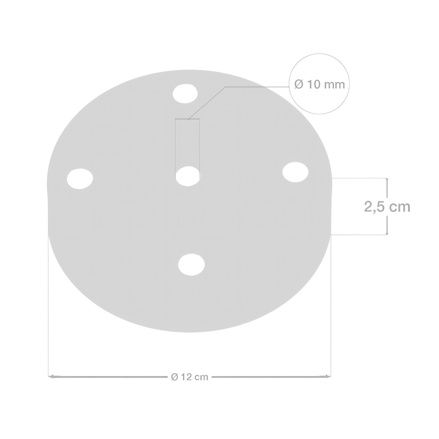 Strak design 5-gaats 120 mm. cilindrische metalen plafondkap