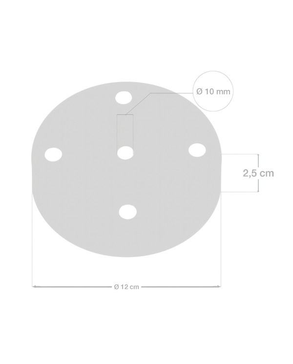 Strak design 5-gaats 120 mm. cilindrische metalen plafondkap