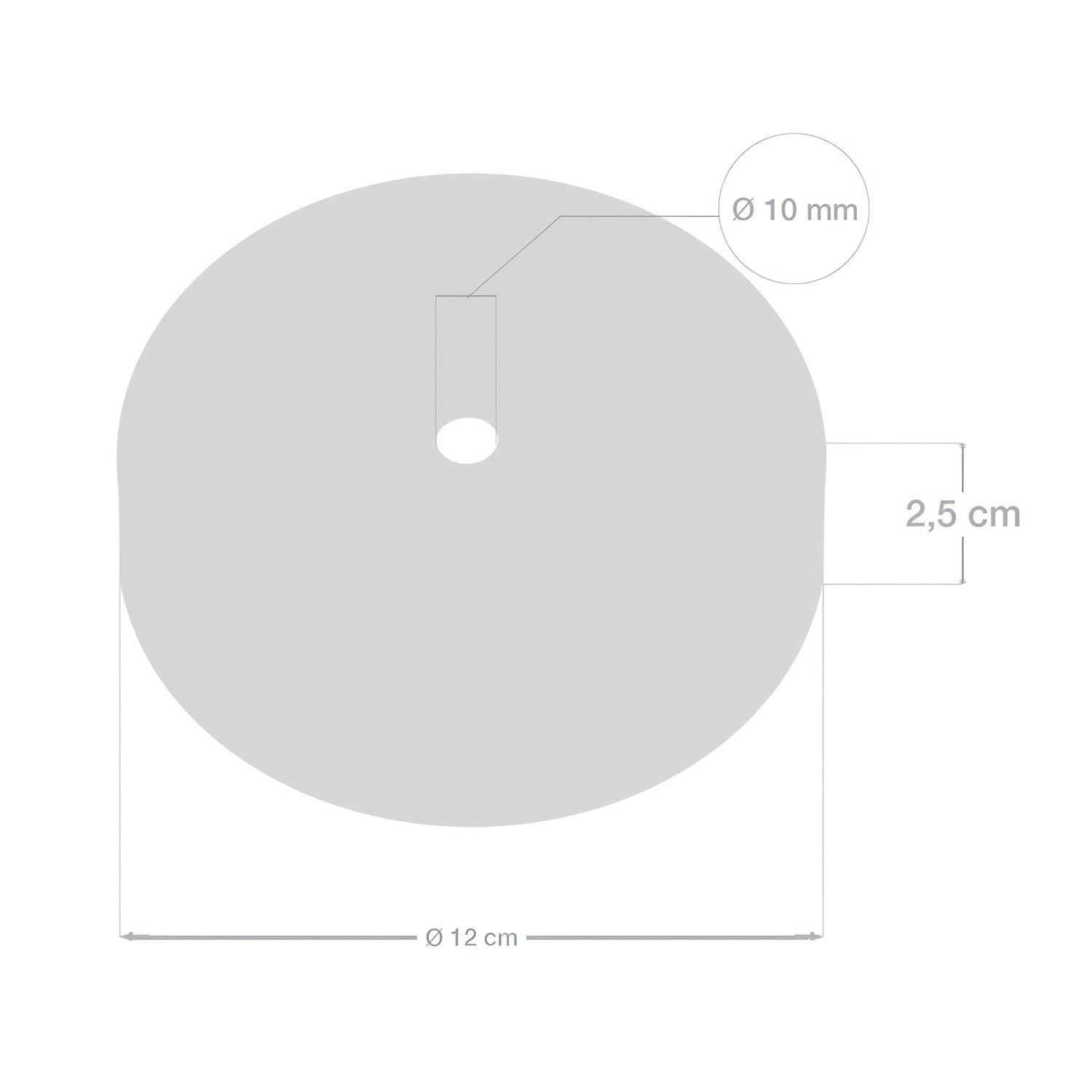 Kit rosace cylindrique en métal avec serre-câble de 7 cm