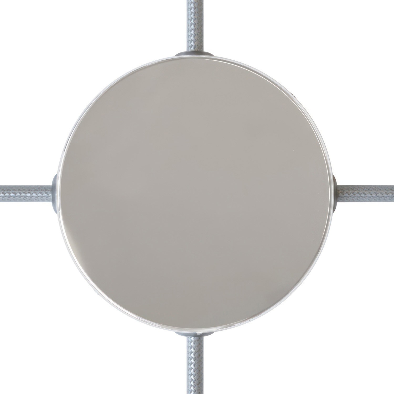 Strak design 120 mm. cilindrische metalen plafondkap met 4 zijgaten (verdeeldoos)