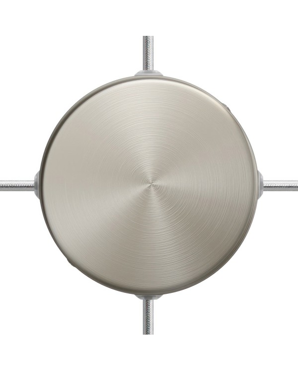 Strak design 120 mm. cilindrische metalen plafondkap met 4 zijgaten (verdeeldoos)