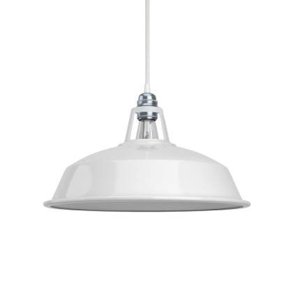 Harbour lampenkap in geëmailleerd metaal met E27 fitting, 38 cm diameter - wit