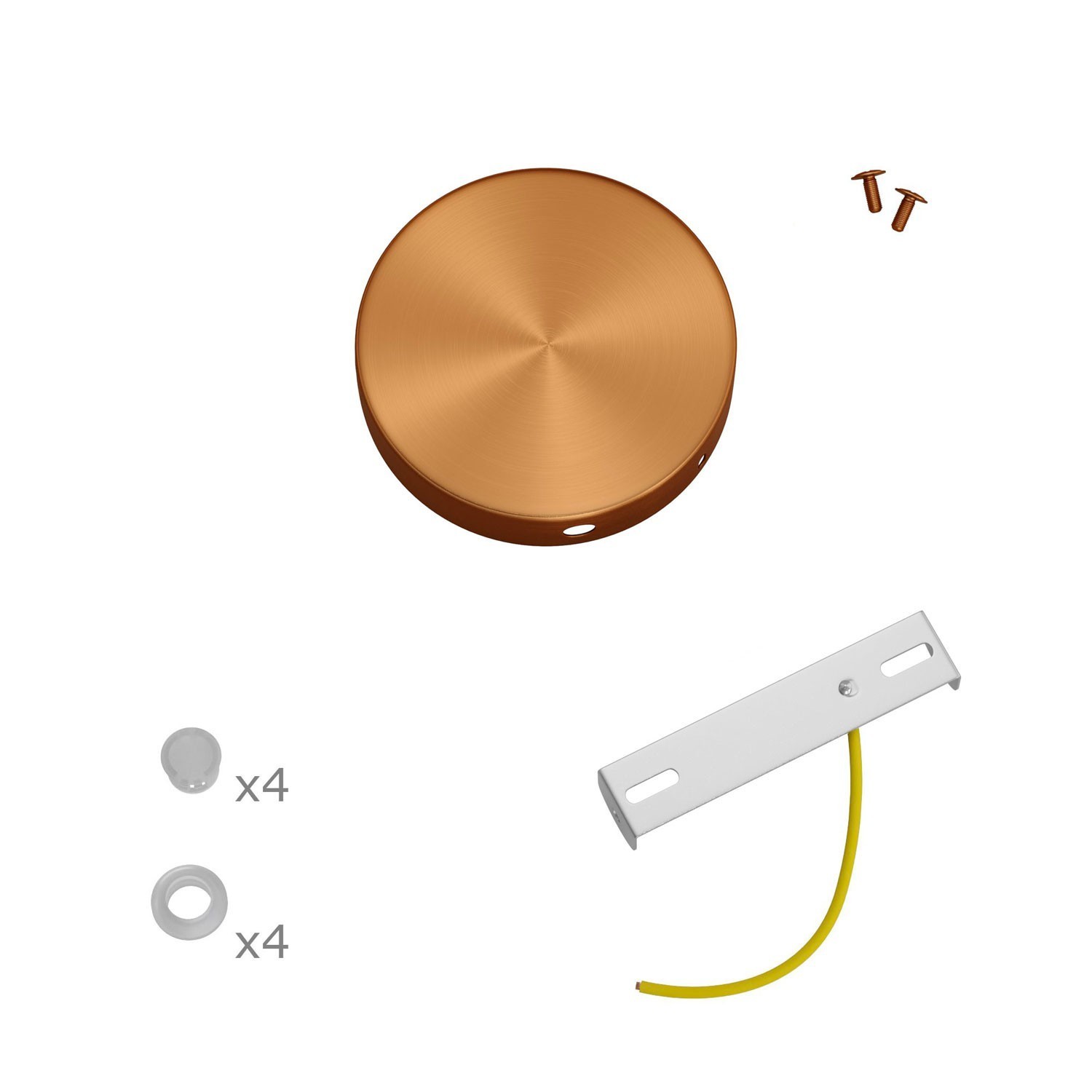 Kit Mini-cilindrische metalen rozet met 4 zijgaten (aansluitdoos)