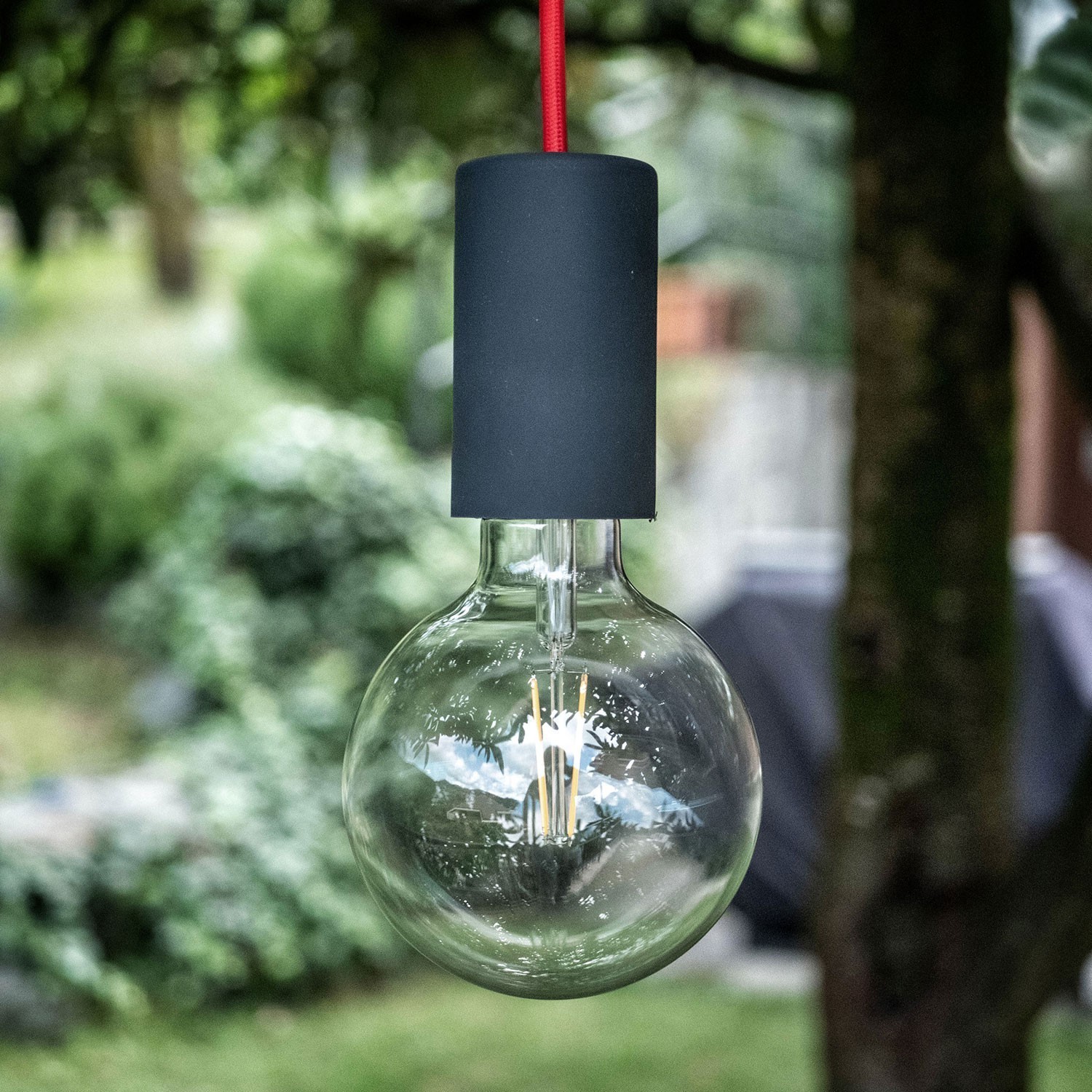 EIVA ELEGANT Suspension d'extérieur avec 1,5m câble textile, rosace et douille en silicone étanche IP65