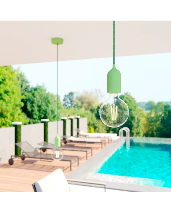 EIVA PASTEL Suspension d'extérieur avec 1,5m câble textile, rosace et douille en silicone étanche IP65