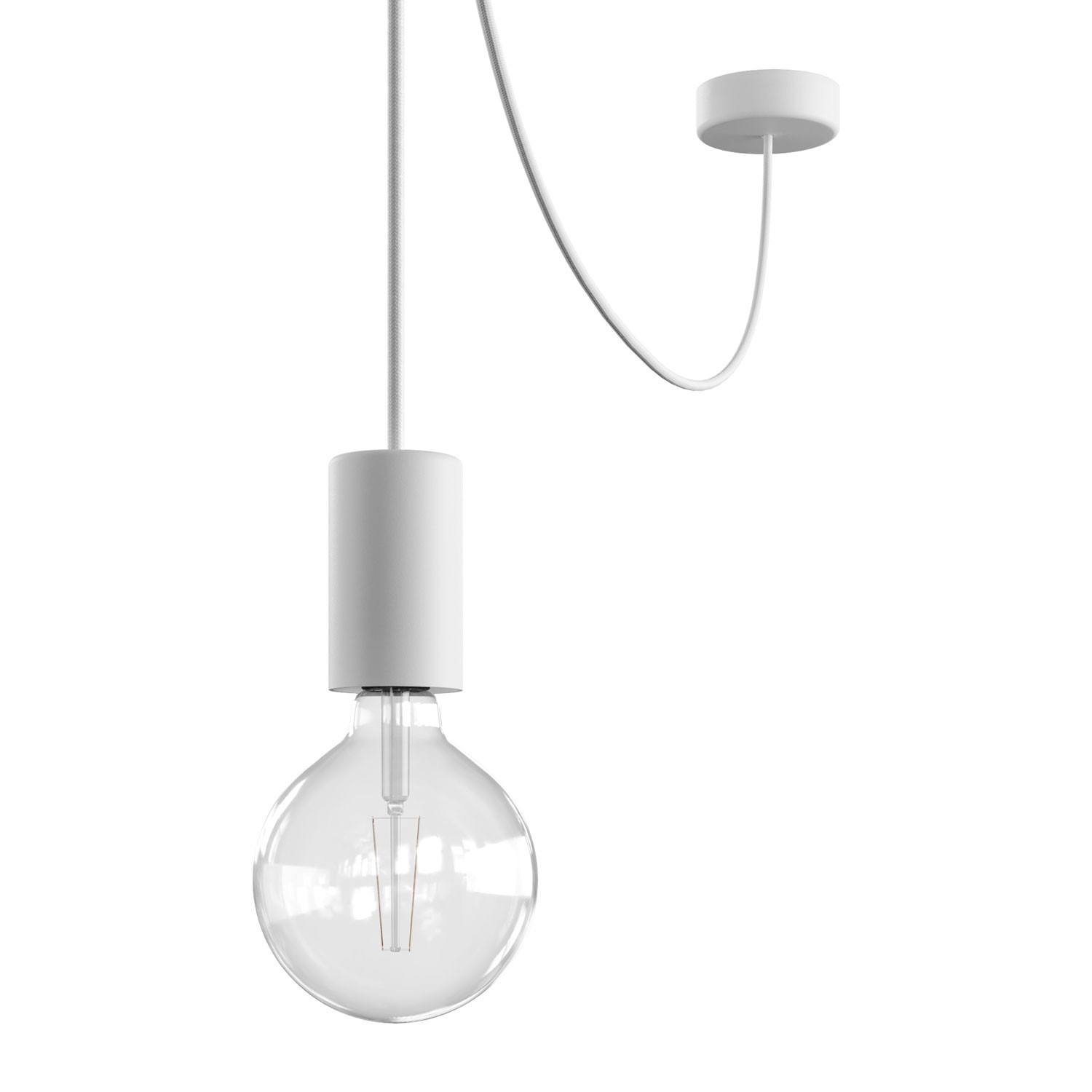 EIVA ELEGANT buiten hanglamp met textielkabel, snoerbevestiging, siliconen plafondkap en E27 fitting IP65 waterproof