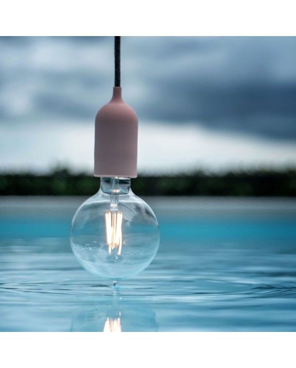 EIVA PASTEL Suspension d'extérieur avec 5m câble textile, décentreur, rosace et douille en silicone étanche IP65