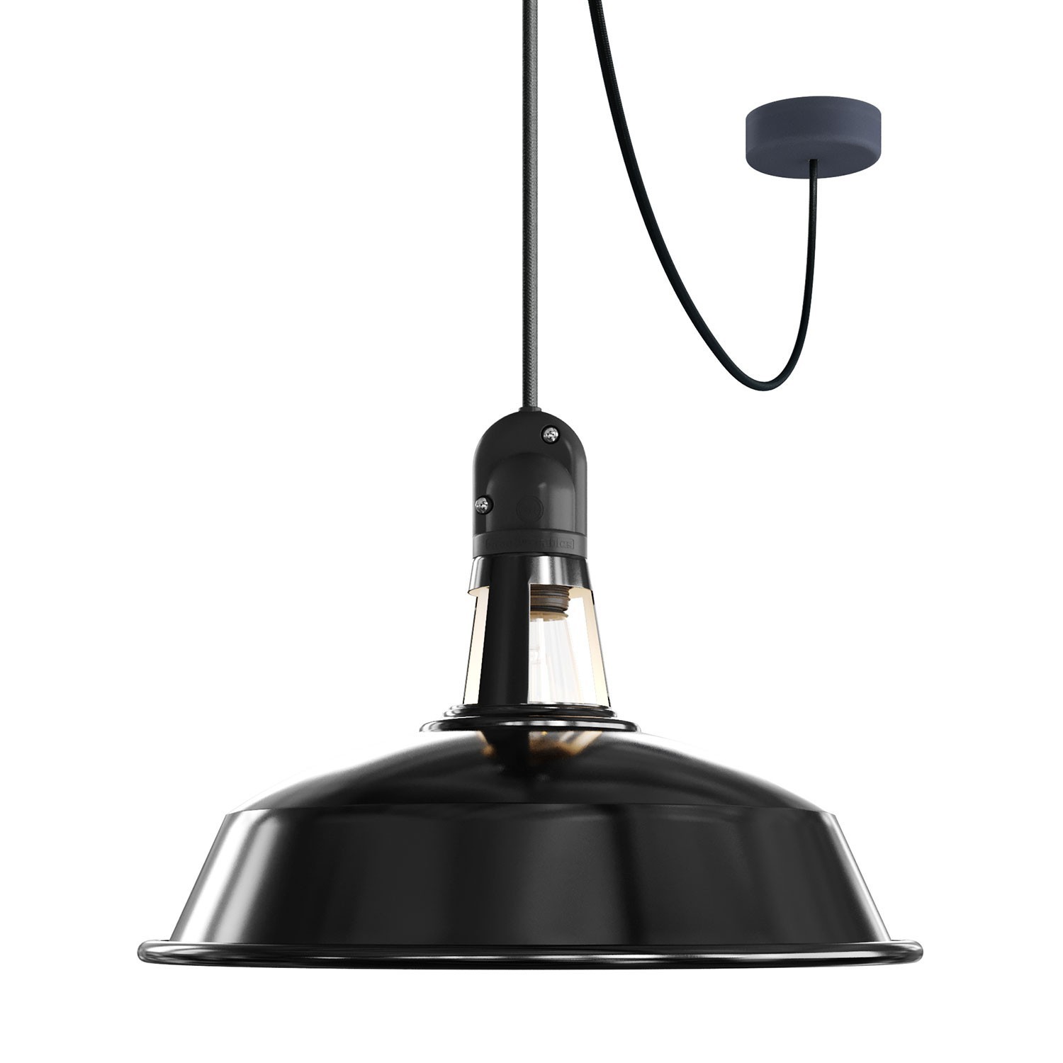 EIVA Suspension d'extérieur avec abat-jour, 5m câble textile, rosace en silicone et douille étanche IP65