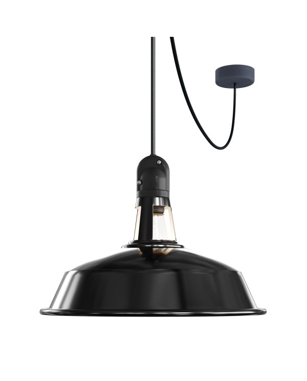 EIVA Suspension d'extérieur avec abat-jour, 5m câble textile, rosace en silicone et douille étanche IP65