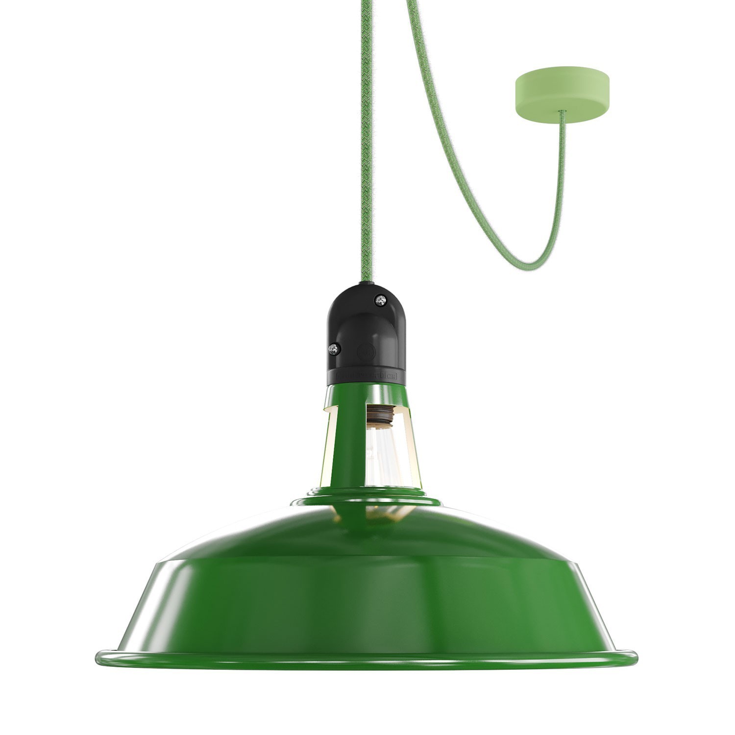 EIVA Suspension d'extérieur avec abat-jour, 5m câble textile, rosace en silicone et douille étanche IP65