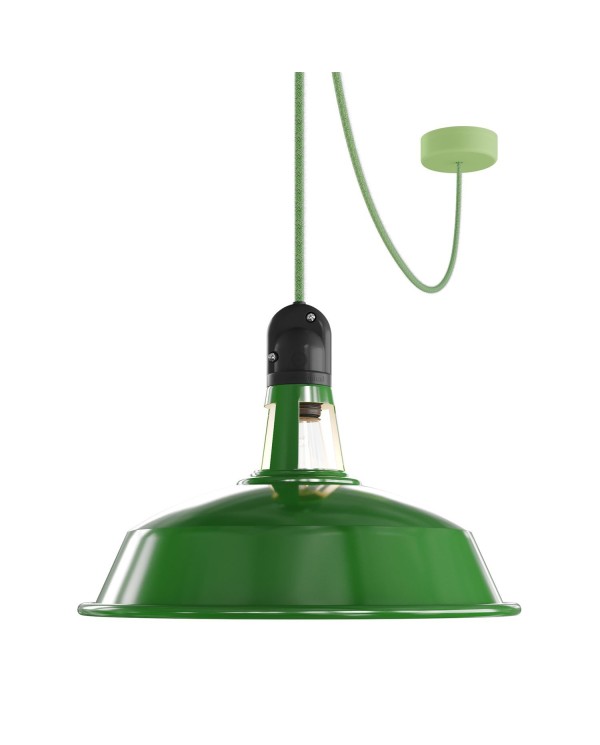 EIVA buiten hanglamp met lampenkap, textielkabel, snoerbevestiging, siliconen plafondkap en E27 fitting IP65 waterdicht