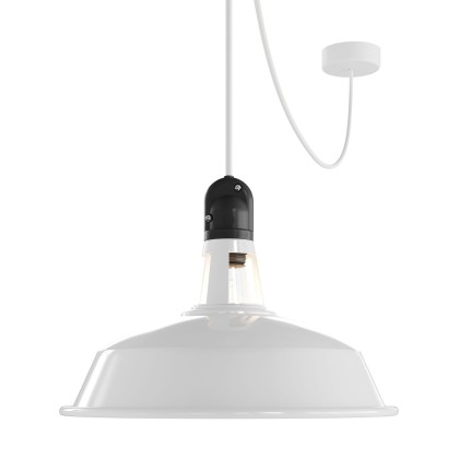 EIVA buiten hanglamp met lampenkap, textielkabel, snoerbevestiging, siliconen plafondkap en E27 fitting IP65 waterdicht