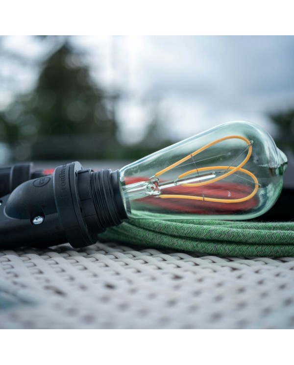 EIVA Buitenlamp met 1,5m textiel kabel, roos en waterdichte IP65 fitting